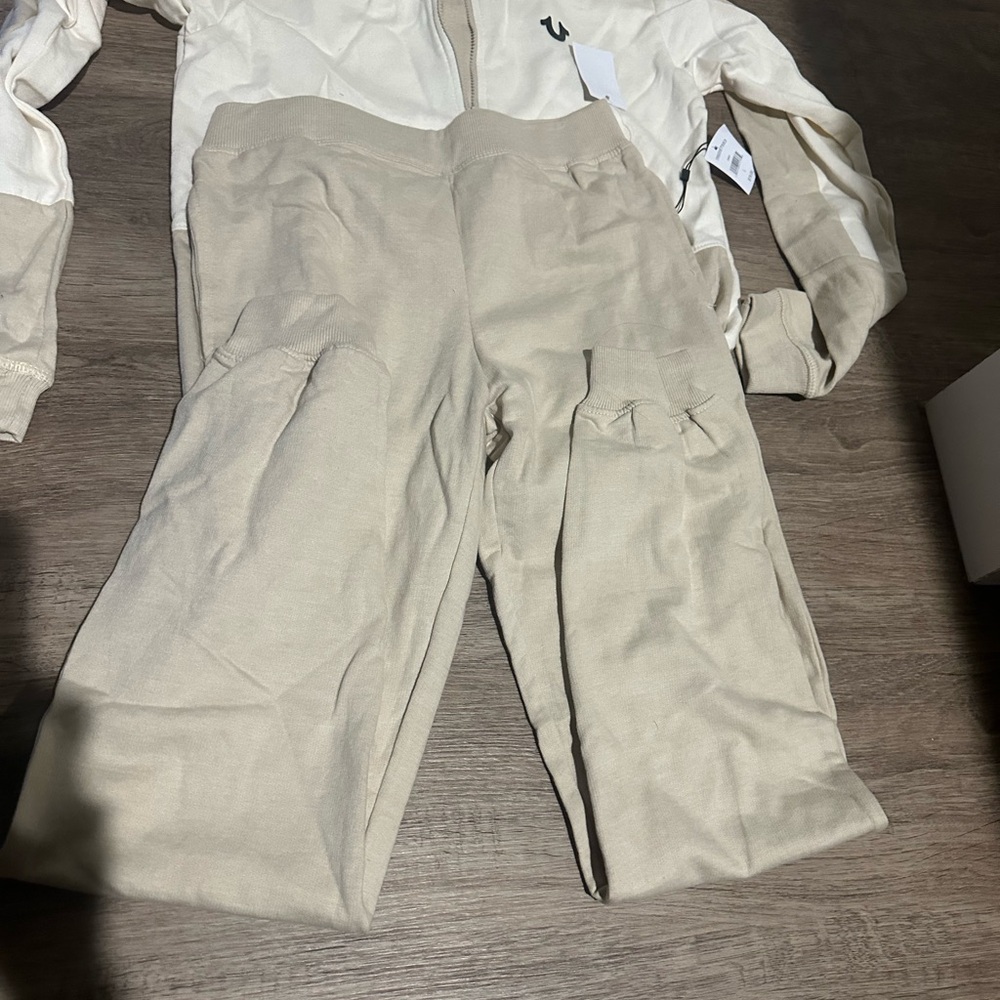 True Religion Kids Beige Track Pants Joggers Set